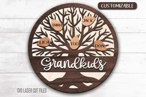 Customizable Family Tree SVG | Family Tree Monogram | Laser Cut Files SVG Cloud9Design 