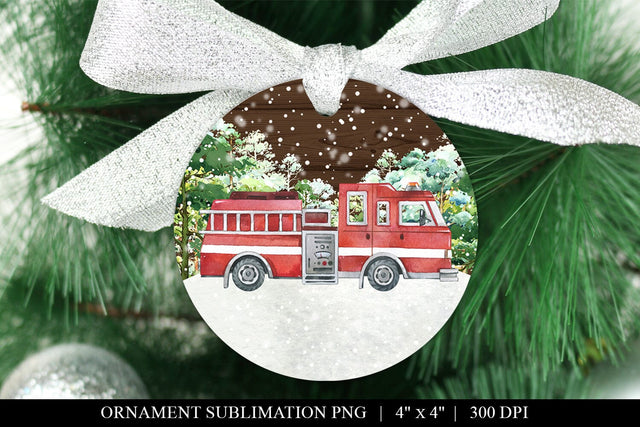 Customizable Fire Truck Ornament Sublimation Sublimation BijouBay 