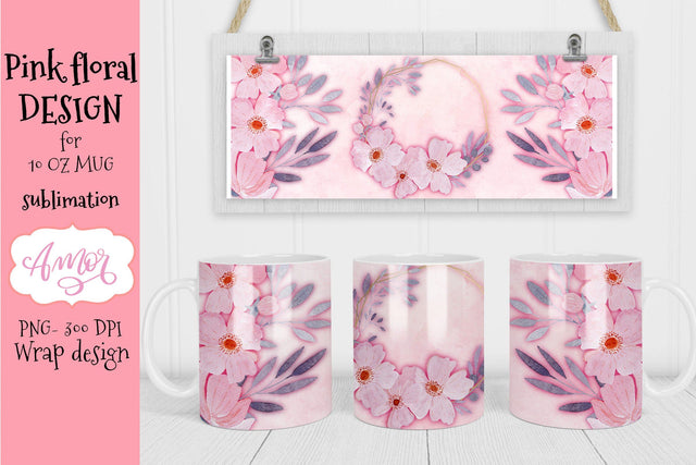 Customizable floral full mug wrap design for sublimation Sublimation Amorclipart 