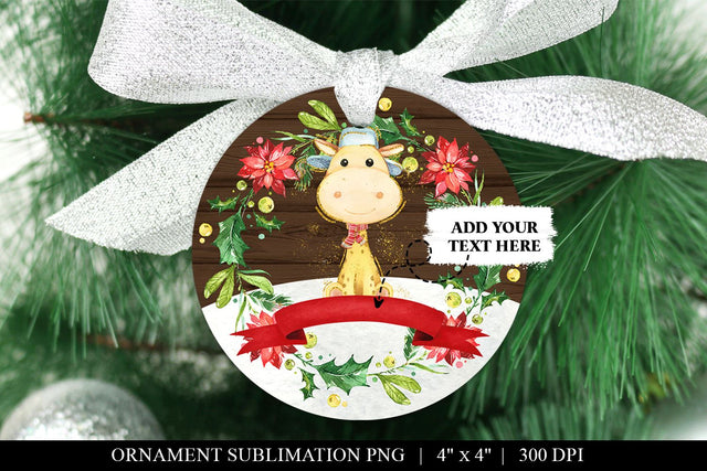 Customizable Giraffe Kids Christmas Ornament Sublimation PNG Sublimation BijouBay 