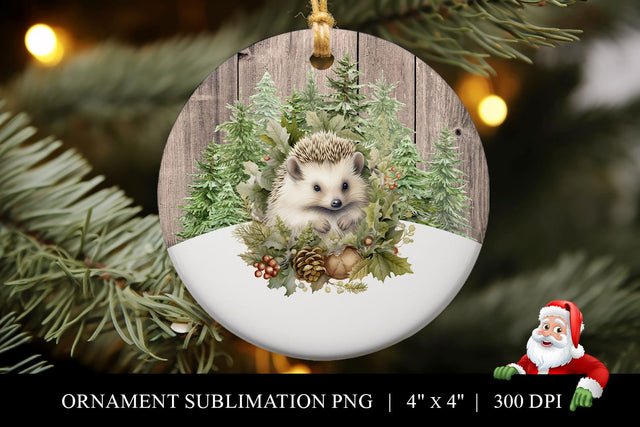 Customizable Hedgehog Christmas Ornament Sublimation PNG Sublimation BijouBay 