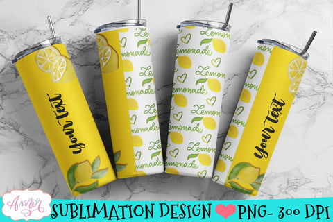 Customizable Lemonade Tumbler Wrap for Sublimation Sublimation Amorclipart 