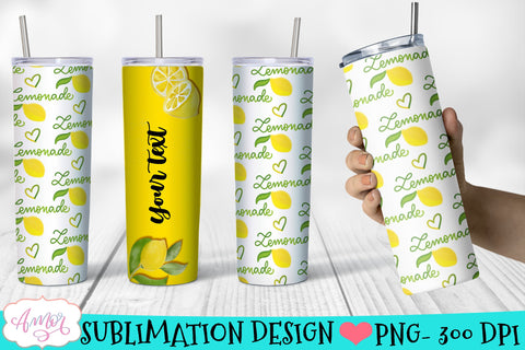 Customizable Lemonade Tumbler Wrap for Sublimation Sublimation Amorclipart 