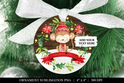 Customizable Monkey Kids Christmas Ornament Sublimation PNG Sublimation BijouBay 