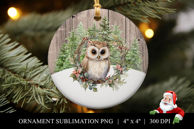 Customizable Owl Christmas Ornament Sublimation PNG Sublimation BijouBay 