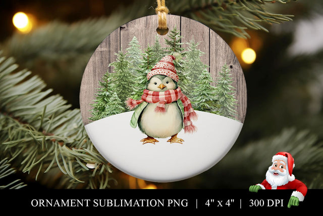 Customizable Penguin Christmas Ornament Sublimation PNG Sublimation BijouBay 