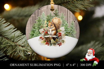 Customizable Squirrel Christmas Ornament Sublimation Sublimation BijouBay 