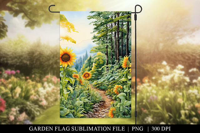 Customizable Sunflower Forest Sublimation Garden Flag PNG Sublimation BijouBay 