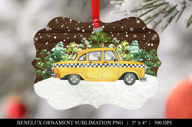 Customizable Taxi Cab Benelux Ornament Sublimation BijouBay 
