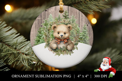 Customizable Teddy Bear Christmas Ornament Sublimation PNG Sublimation BijouBay 