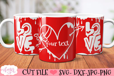 Customizable Valentine's day Mug Wrap SVG for 12oz mugs SVG Amorclipart 