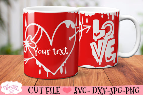 Customizable Valentine's day Mug Wrap SVG for 12oz mugs SVG Amorclipart 
