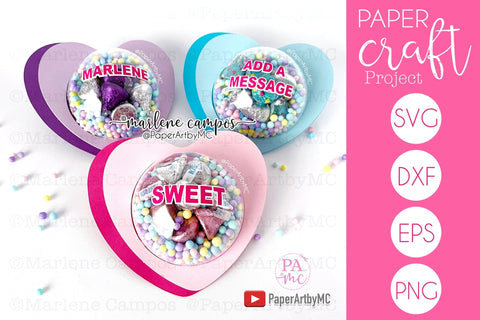 Cut Files Candy Conversation Hearts | Candy Holder Dome | Valentine's Gift | + TUTORIAL 3D Paper Marlene Campos 