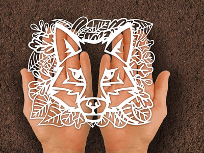 Cut fox head Leaf Paper cut SVG Johan Ru designs 