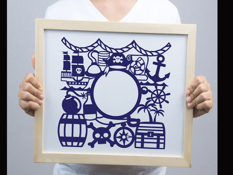 Cut Pirate Photo frame Paper cut SVG Johan Ru designs 
