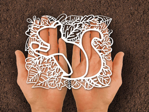 Cut squirrel nut Leaf paper cut SVG Johan Ru designs 