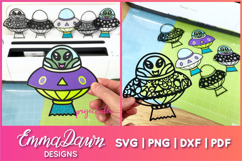 Cute Alien UFO SVG Bundle SVG Emma Dawn Designs 