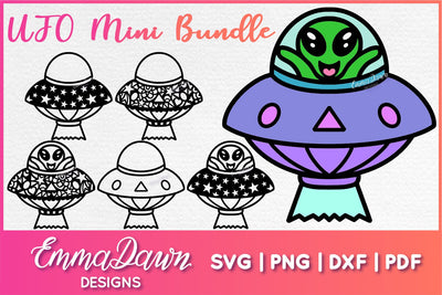 Cute Alien UFO SVG Bundle SVG Emma Dawn Designs 