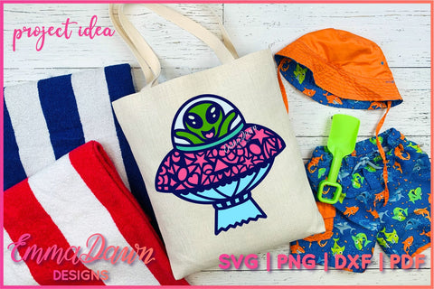 Cute Alien UFO SVG Bundle SVG Emma Dawn Designs 