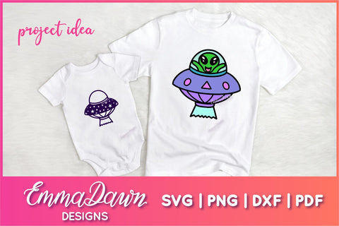 Cute Alien UFO SVG Bundle SVG Emma Dawn Designs 