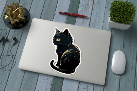 Cute And Creepy Black Cat Halloween Sticker Bundle Sublimation Regulrcrative 