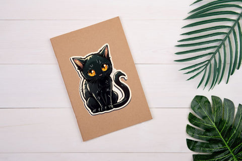 Cute And Creepy Black Cat Halloween Sticker Bundle Sublimation Regulrcrative 