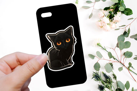 Cute And Creepy Black Cat Halloween Sticker Bundle Sublimation Regulrcrative 