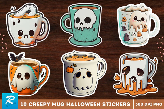 Cute And Creepy Mug Halloween Sticker Bundle Sublimation Regulrcrative 