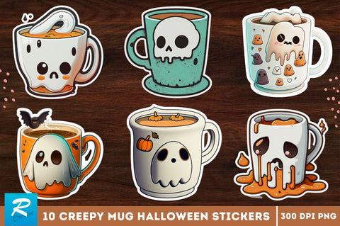 Cute And Creepy Mug Halloween Sticker Bundle Sublimation Regulrcrative 