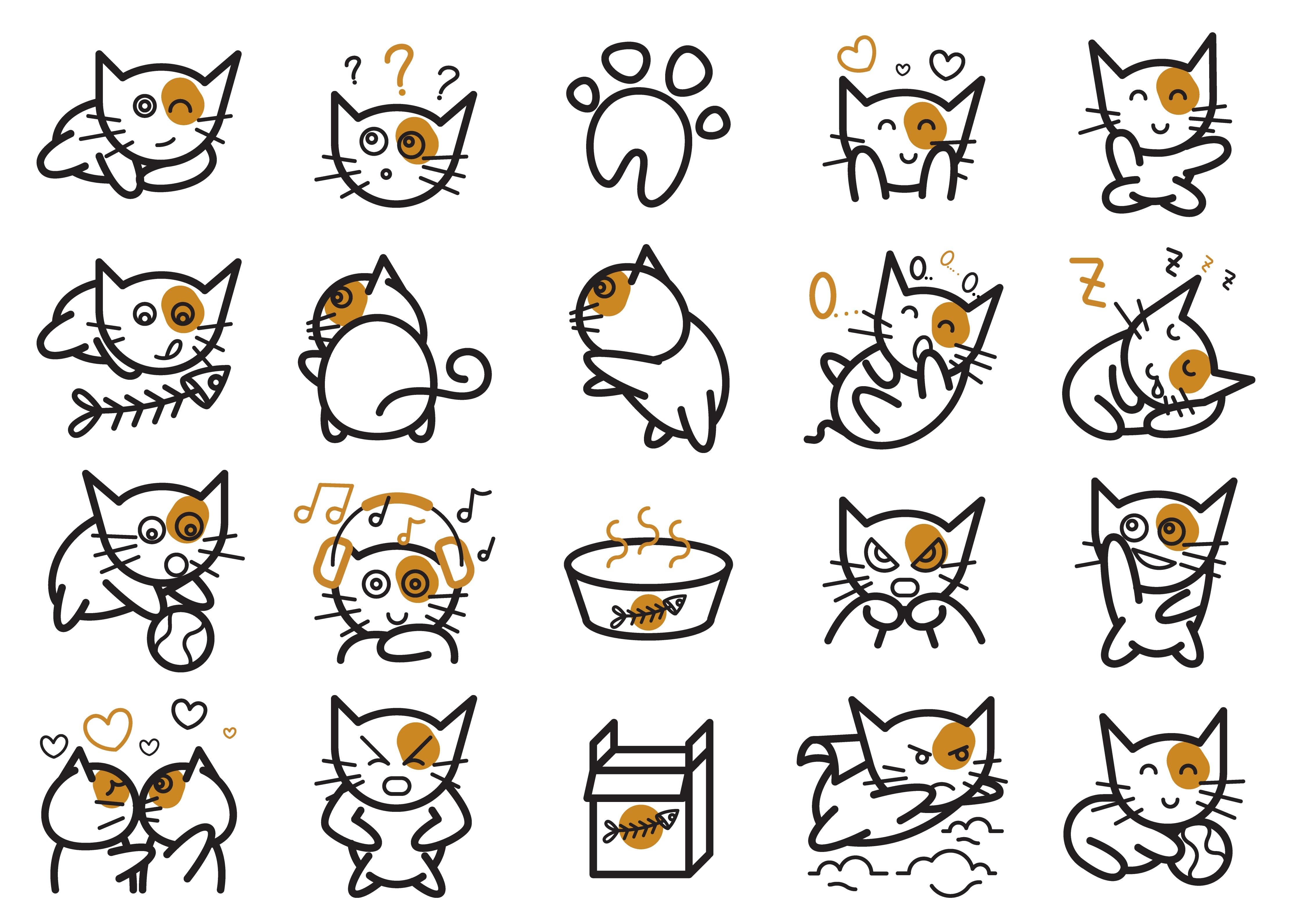 Cute and funny cats doodle vector set. Cartoon cat or kitten characters  design collection with flat colors in different poses. Set of purebred pet  animals isolated on white background. - So Fontsy