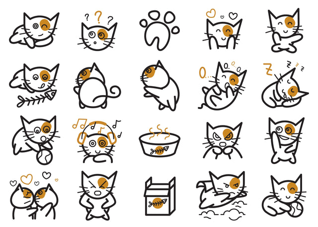 Cute and funny cats doodle vector set. Cartoon cat or kitten characters design collection with flat colors in different poses. Set of purebred pet animals isolated on white background. SVG naemmiah021 