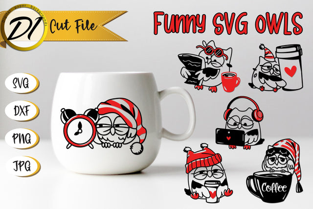 Cute and funny owles | Sleeping bird | Funny Design SVG Evgenyia Guschina 