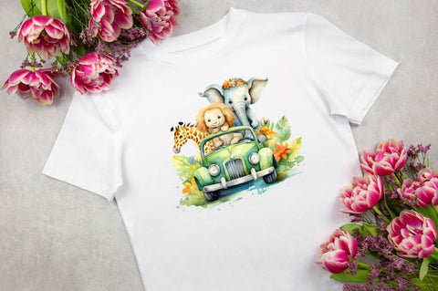 Cute Animal Safari Watercolor Clipart Bundle Sublimation Regulrcrative 