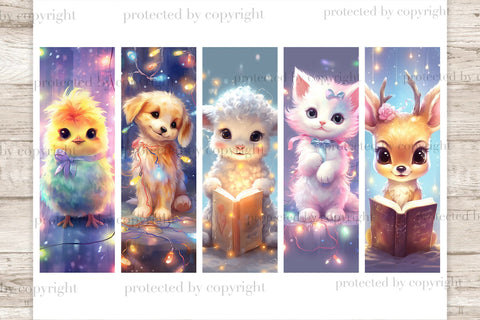 Cute Animals With Christmas Lights | Reading Bookmarks SVG GlamArtZhanna 