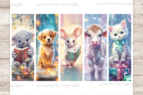 Cute Animals With Christmas Lights | Reading Bookmarks SVG GlamArtZhanna 