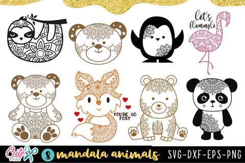 Cute Animals with Mandala bundle svg cut file for crafters SVG Cute files 