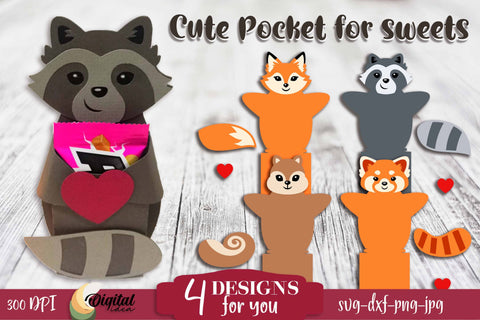 Cute Animals with Pockets | Layered Paper Animals | Original Message or Postcard SVG Evgenyia Guschina 
