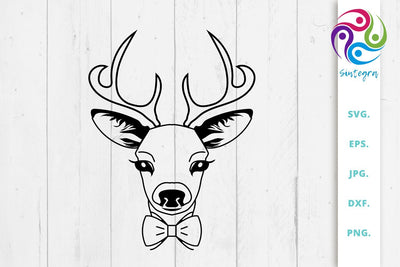 Cute Antlers Deer With Bowtie Svg File SVG Sintegra 