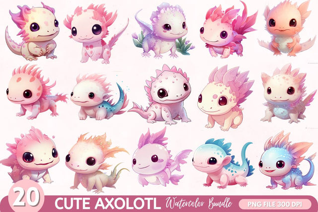 Cute Axolotl Sublimation Clipart Bundle Sublimation Regulrcrative 