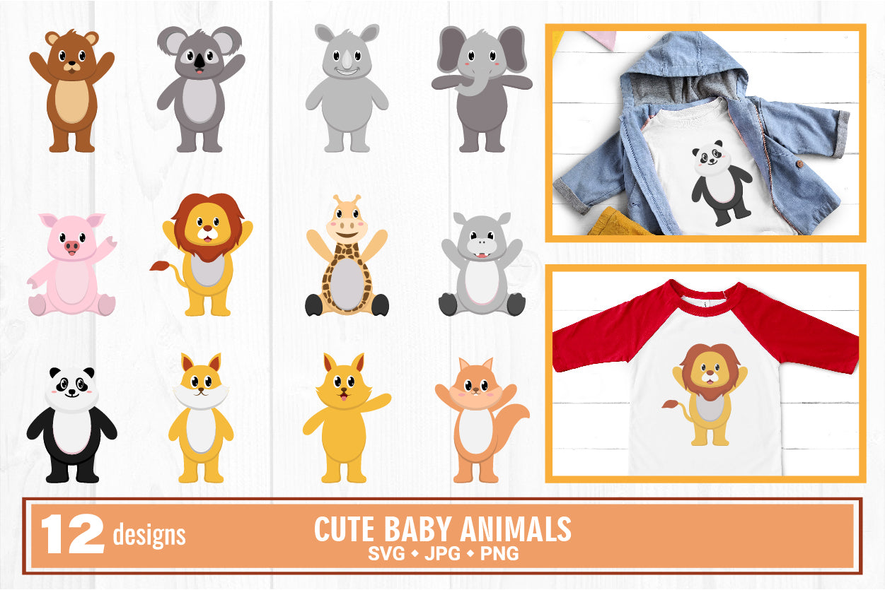 Cute baby animal svg bundle - So Fontsy