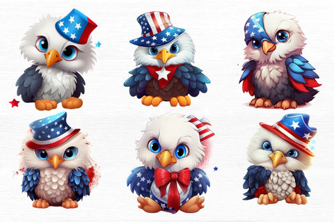 Cute Baby Bald Eagle 4th of July Clipart Sublimation Regulrcrative 