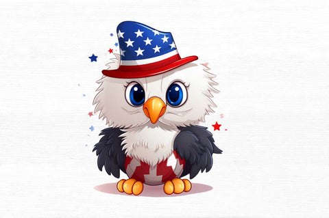 Cute Baby Bald Eagle 4th of July Clipart Sublimation Regulrcrative 