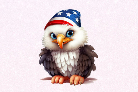 Cute Baby Bald Eagle 4th of July Clipart Sublimation Regulrcrative 