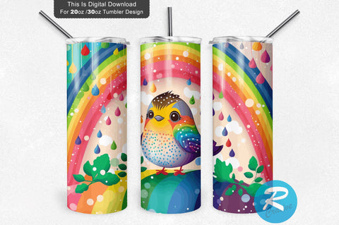 Cute Baby Bird Rainbow 20 oz / 30 oz Tumbler PNG Sublimation Regulrcrative 