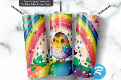 Cute Baby Bird Rainbow 20 oz / 30 oz Tumbler PNG Sublimation Regulrcrative 