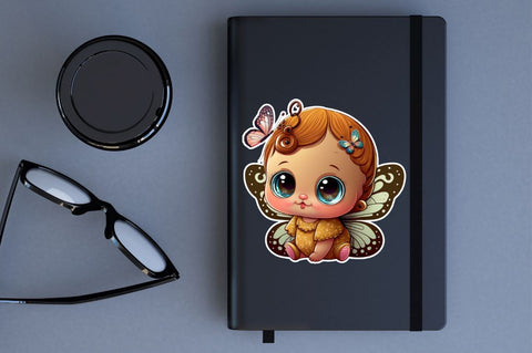 Cute baby butterfly cartoon character sticker Bundle Sublimation Regulrcrative 