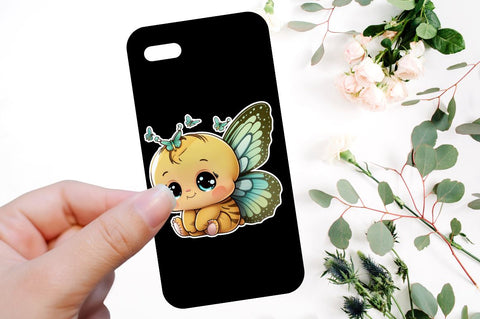 Cute baby butterfly cartoon character sticker Bundle Sublimation Regulrcrative 