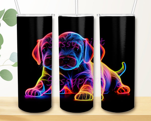 Cute Baby Dog Neon 20oz Skinny Tumbler Png, Rainbow Puppy Tumbler, Colorful Dog Tumbler, Baby Cute Dog Tumbler, Cute Funny Dog Seamless Png Sublimation sassyprint 