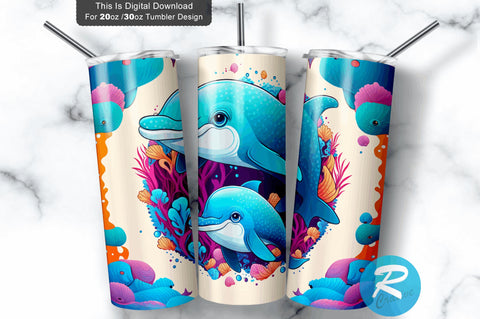 Cute Baby Dolphin 20 oz / 30 oz Tumbler PNG Sublimation Regulrcrative 