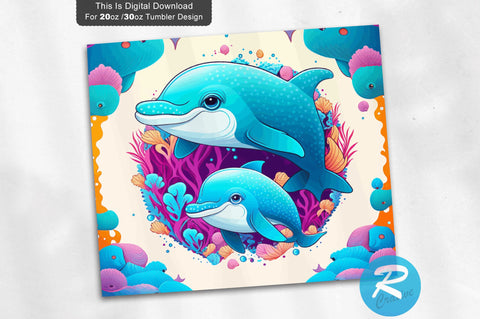 Cute Baby Dolphin 20 oz / 30 oz Tumbler PNG Sublimation Regulrcrative 